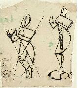 Theo van Doesburg Two sketches of Krishna playing a flute, seen from the front. Spain oil painting artist